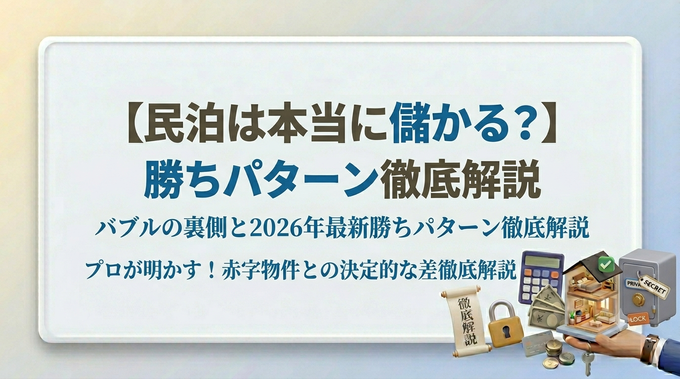 【民泊は本当に儲かる？】バブルの裏側と2026年最新の勝ちパターン！赤字で爆死する物件との決定的な差とは