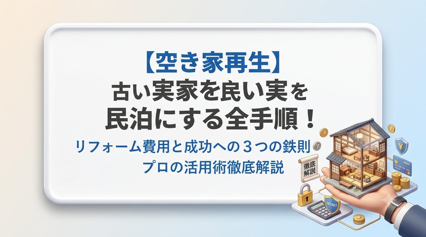 【空き家活用の新常識】古い持ち家・実家を民泊に変える全手順！リフォーム費用と成功への3つの鉄則