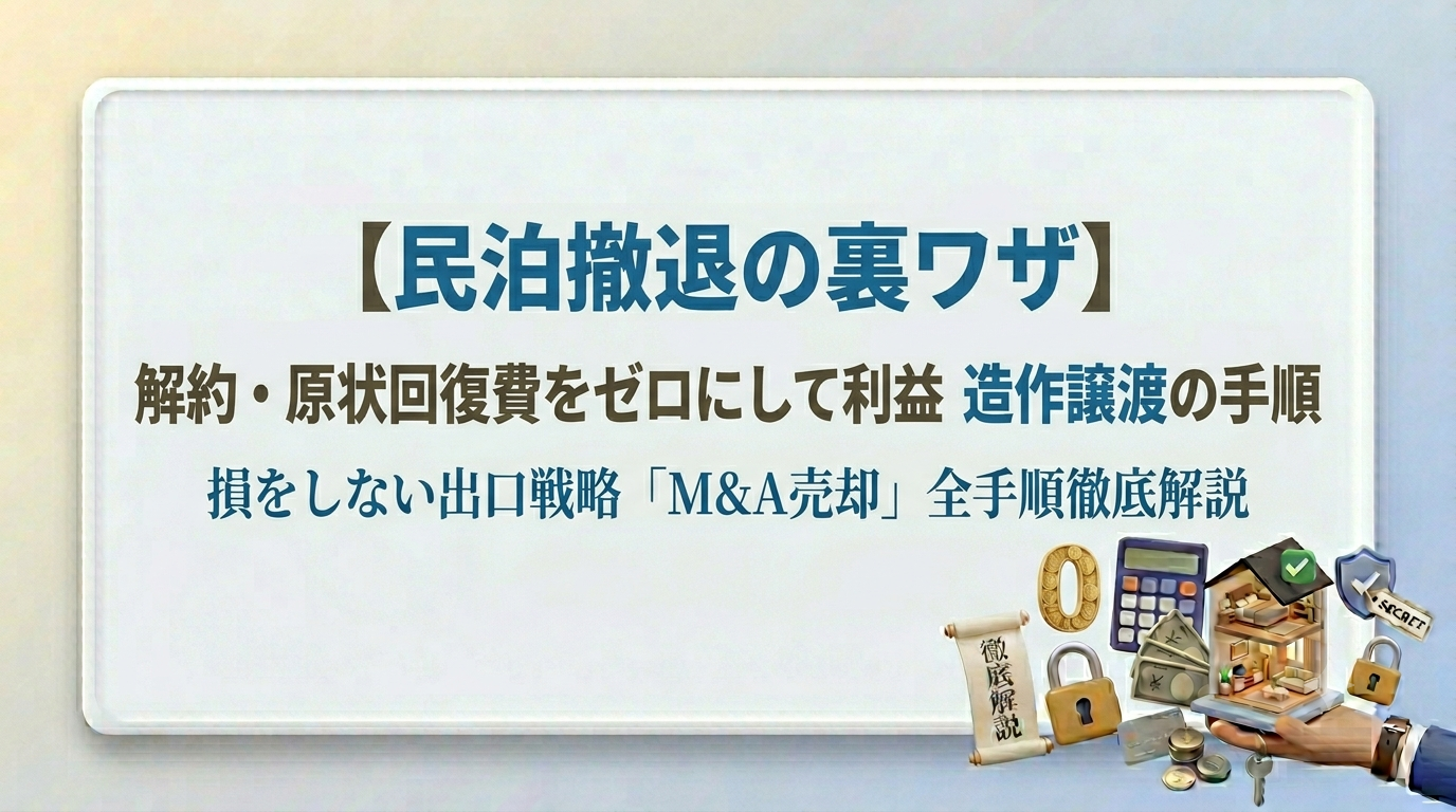 【民泊閉鎖の前に】原状回復費をゼロにして利益を残す！民泊物件をM&Aで黒字売却する実務の全手順