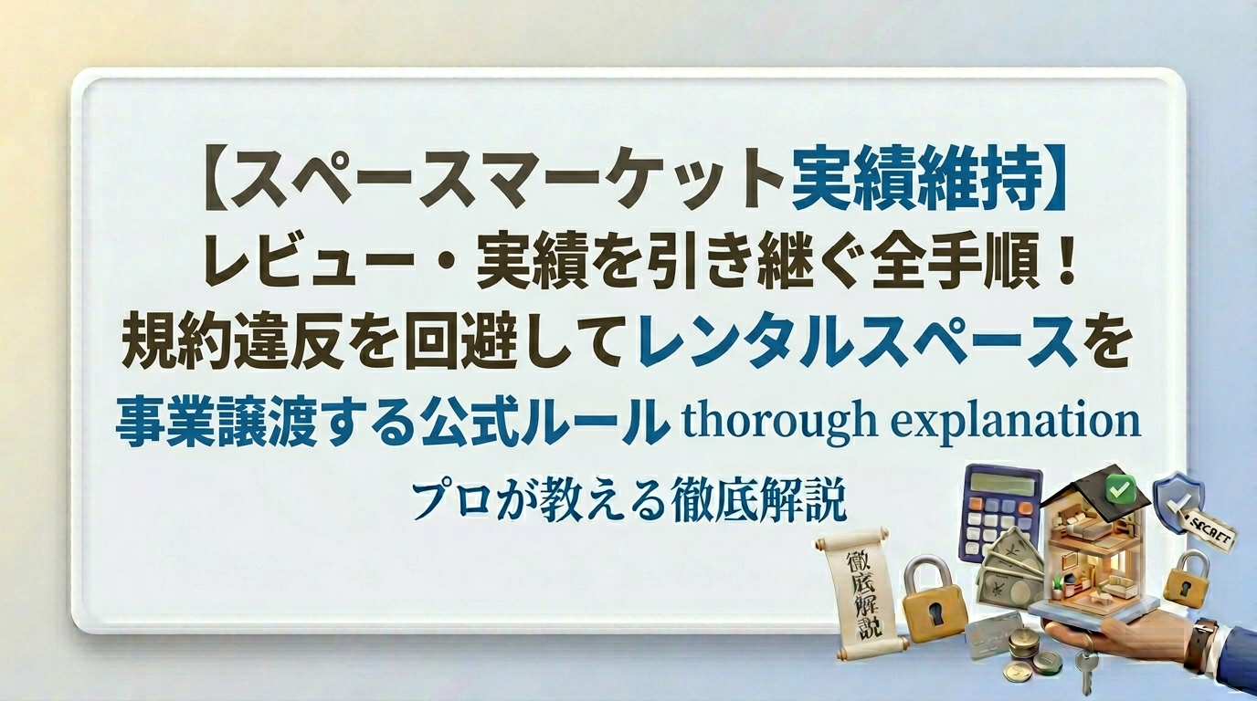 【スペースマーケットM&A】レビュー・実績を引き継ぐ全手順！規約違反を回避してレンタルスペースを事業譲渡する公式ルール