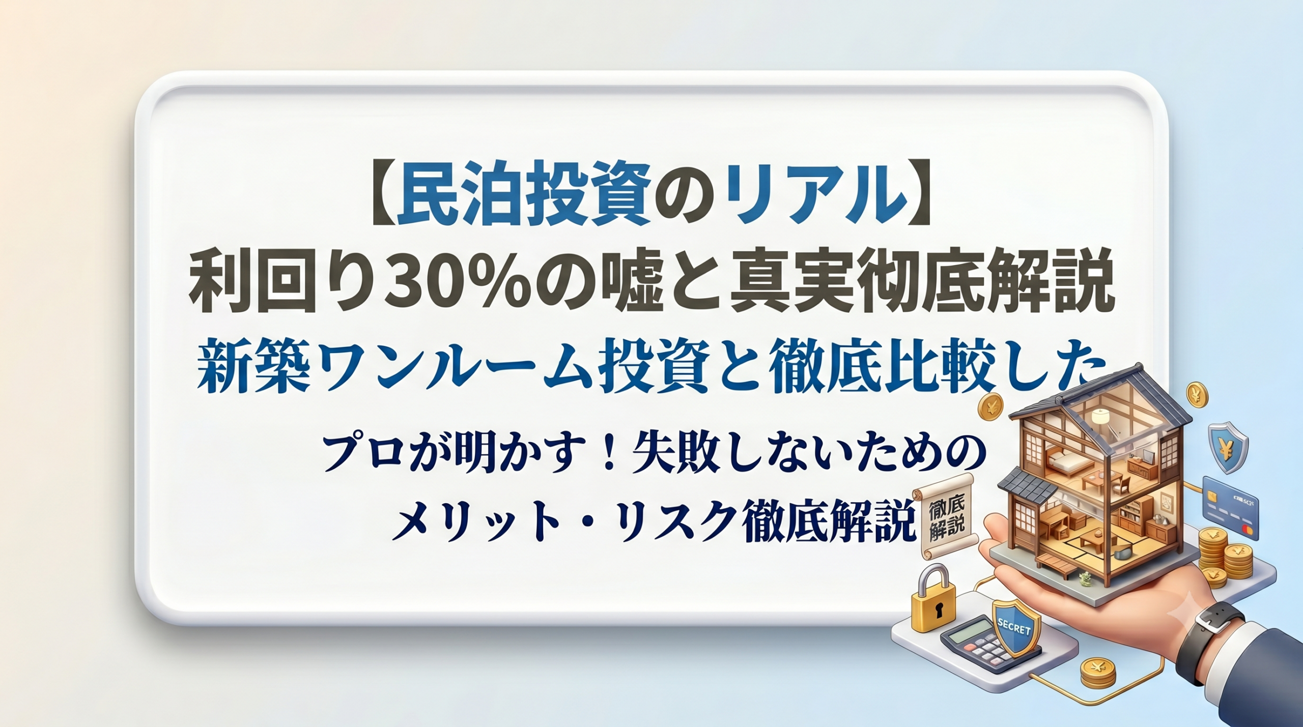 【民泊投資のリアル】利回り30%の嘘と真実！新築ワンルーム投資と徹底比較したメリット・リスクの全貌