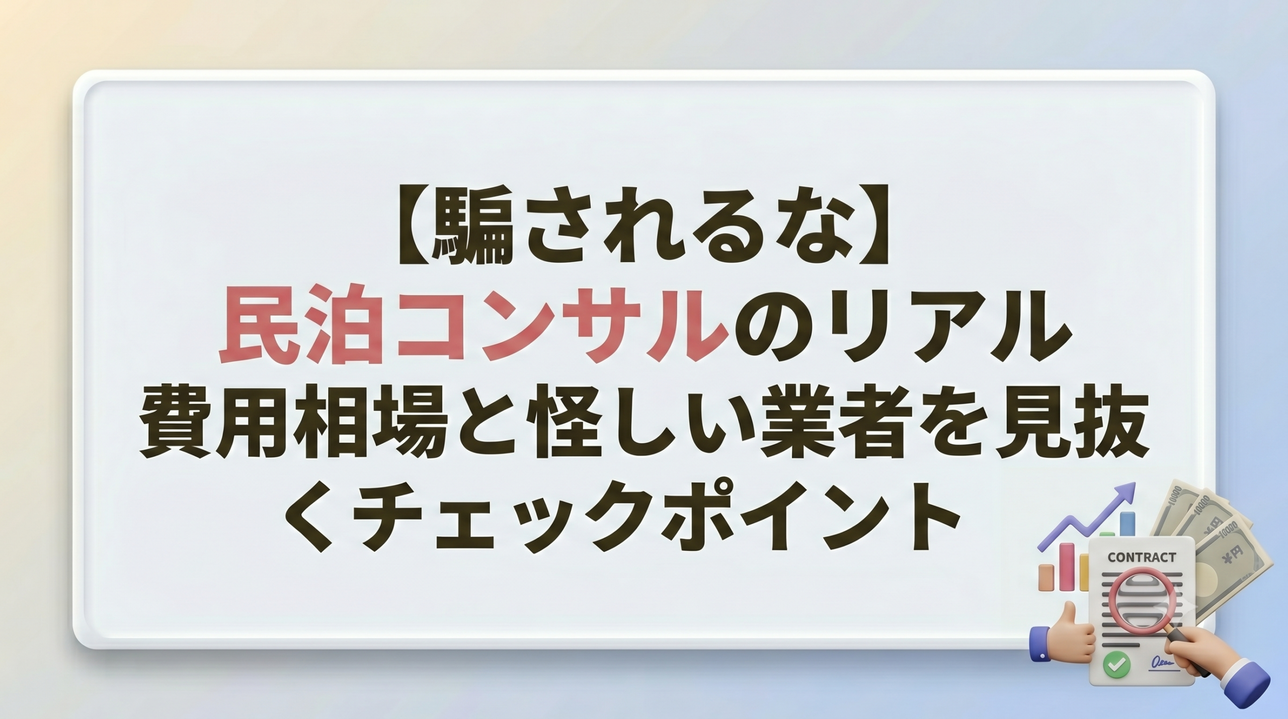 【騙されるな】民泊コンサルのリアルな費用相場と怪しい業者を見抜く「5つのチェックポイント」