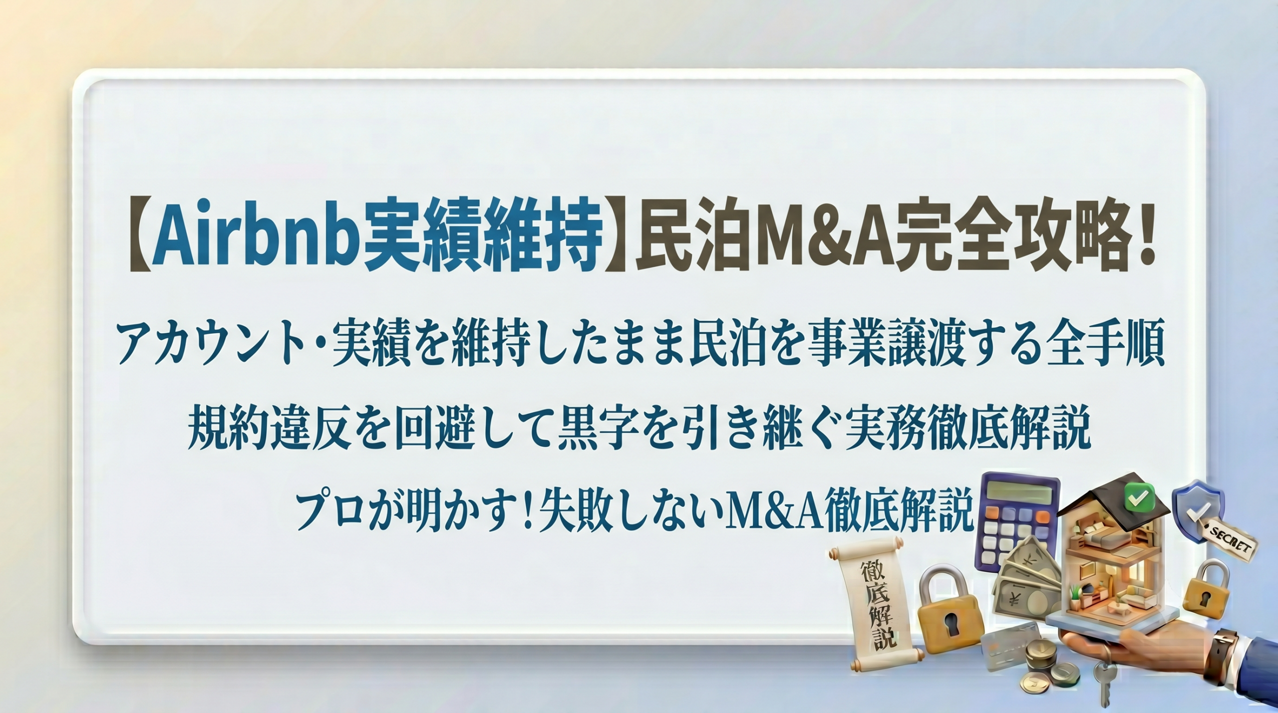 【Airbnbアカウント譲渡】評価・実績を維持したまま民泊をM&Aする全手順！規約違反を回避して黒字を引き継ぐ実務のリアル