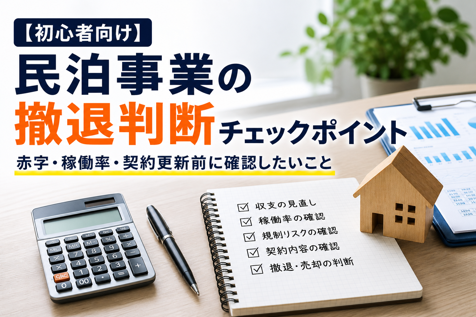 【初心者向け】民泊事業の撤退判断チェックポイント｜赤字・稼働率・契約更新前に確認したいこと